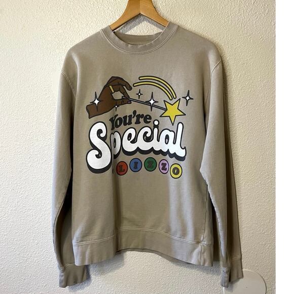 Lizzo You're Special Concert Tour Merch Crew Neck Graphic Sweatshirt Beige Small - Picture 1 of 13